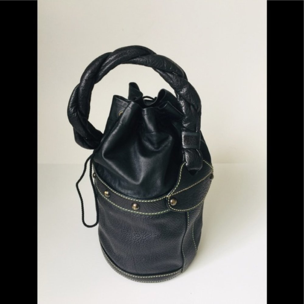 Authentic Vintage Fendi Black leather bucket bag Palazzo